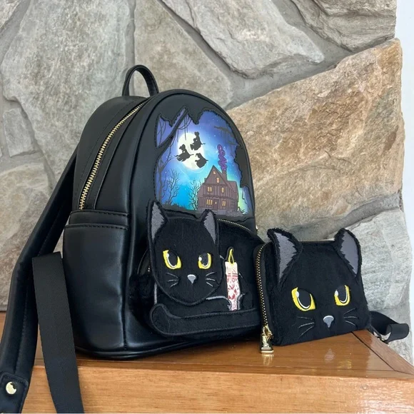Loungefly Disney Hocus Pocus Binx Pocket Mini Backpack & Wallet Set - Picture 3 of 8